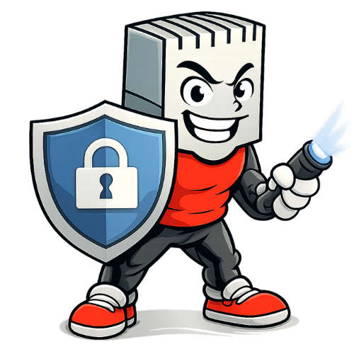 Mascotte Syncro illustrant la sécurité et la protection IT